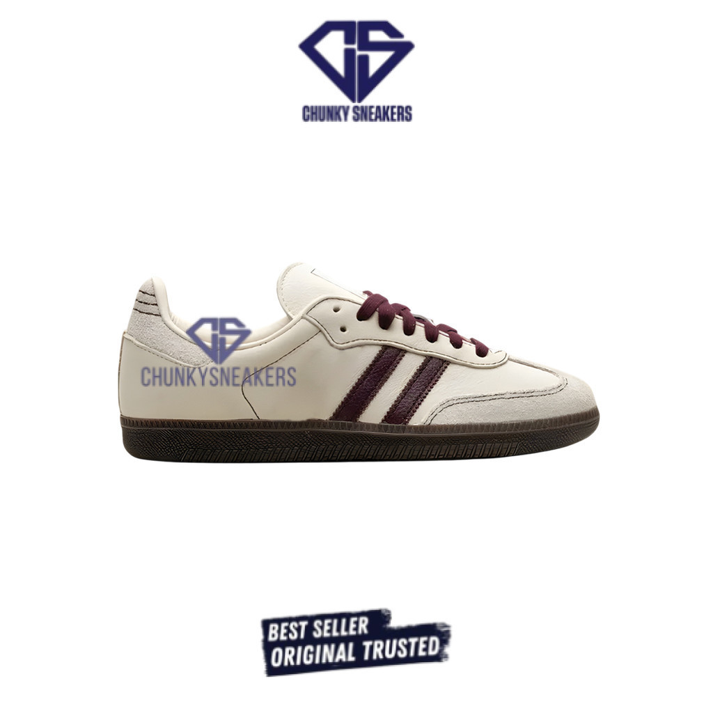 Sepatu Adidas Samba Cream Maroon 100% Original BNIB