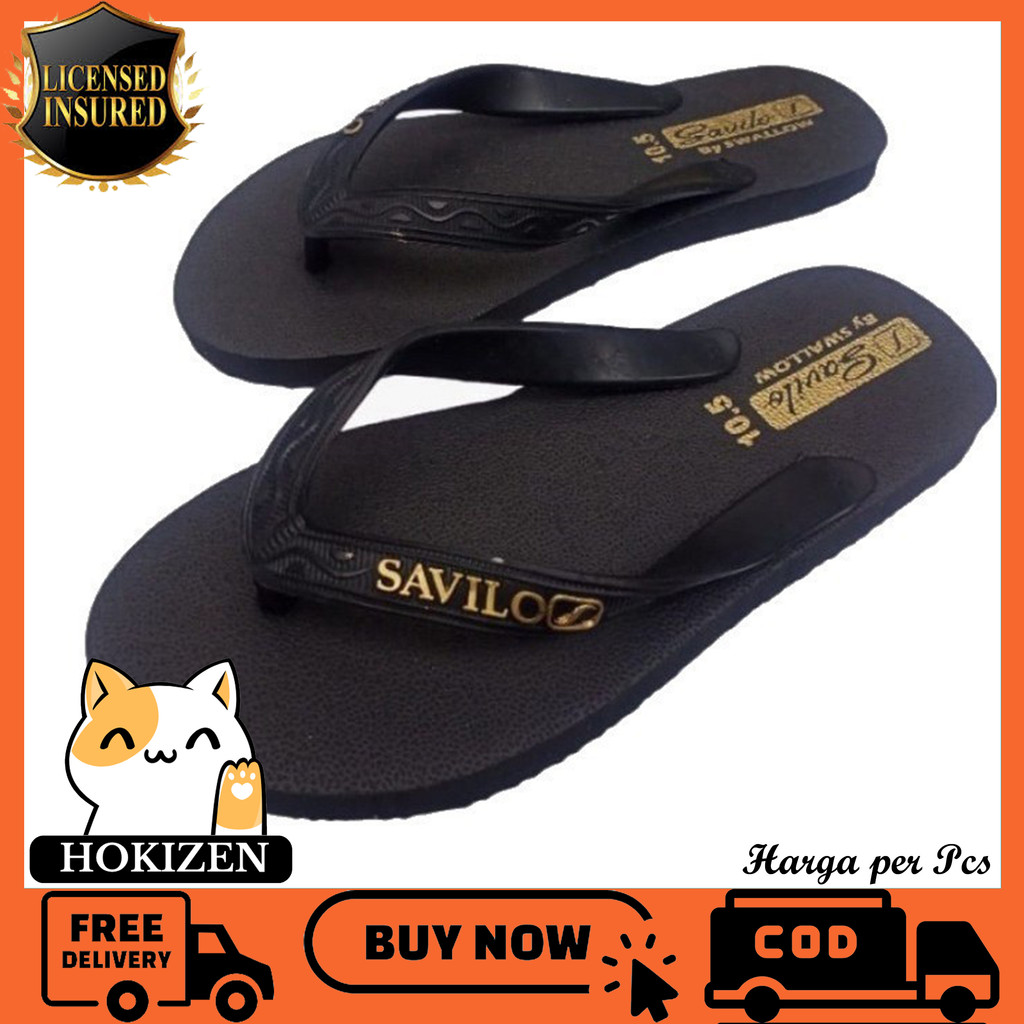 Sandal Sendal Jepit Swallow Original Black Gold Savilo Sni Swalow Sewalo Swalo Swallo Sewalow Safilo
