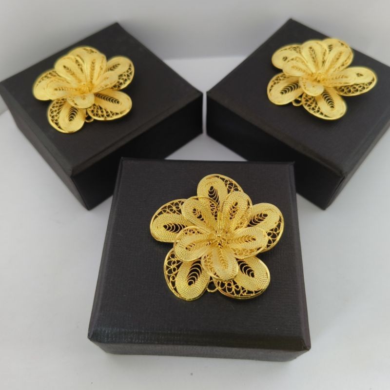 Tergacorbros bunga lapis emas 24k bros hijab bros kondangan bros bunga bros pita bros perak bros lap