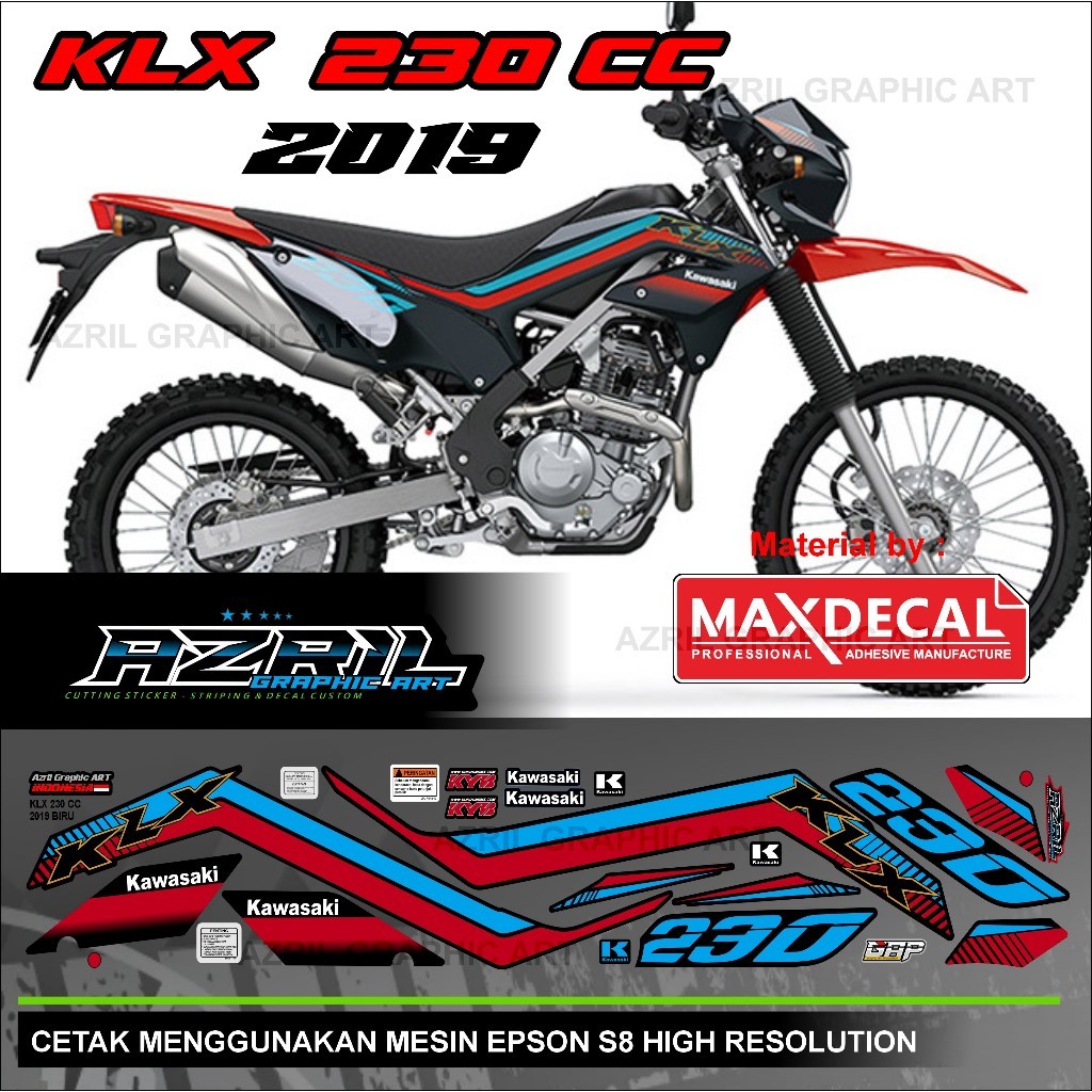 Striping KLX 230 TAHUN 2019 KLX Builup 230cc merah hitam