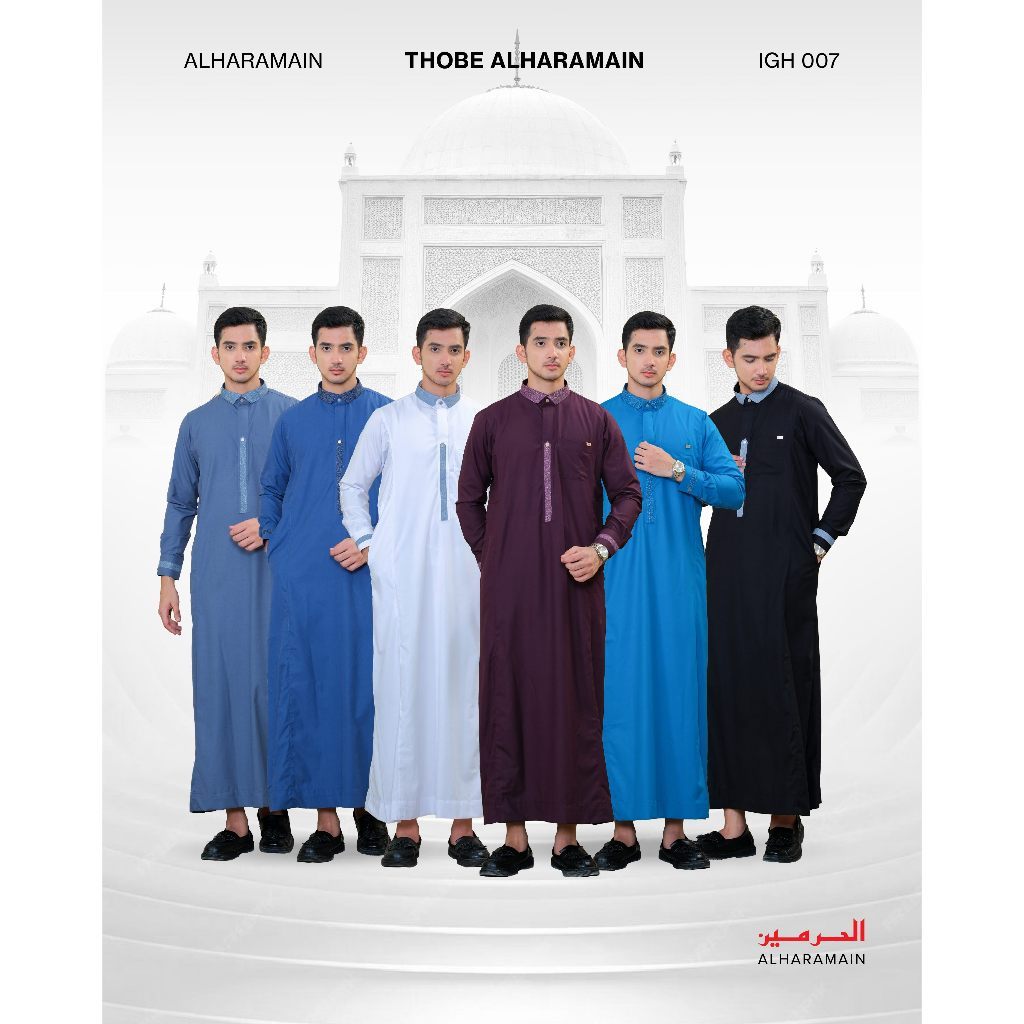 AL Haramain Jubah / Gamis Pria Remaja & Dewasa Premium Resleting (IGH 007) | Biru Gelap | Toska | Ab