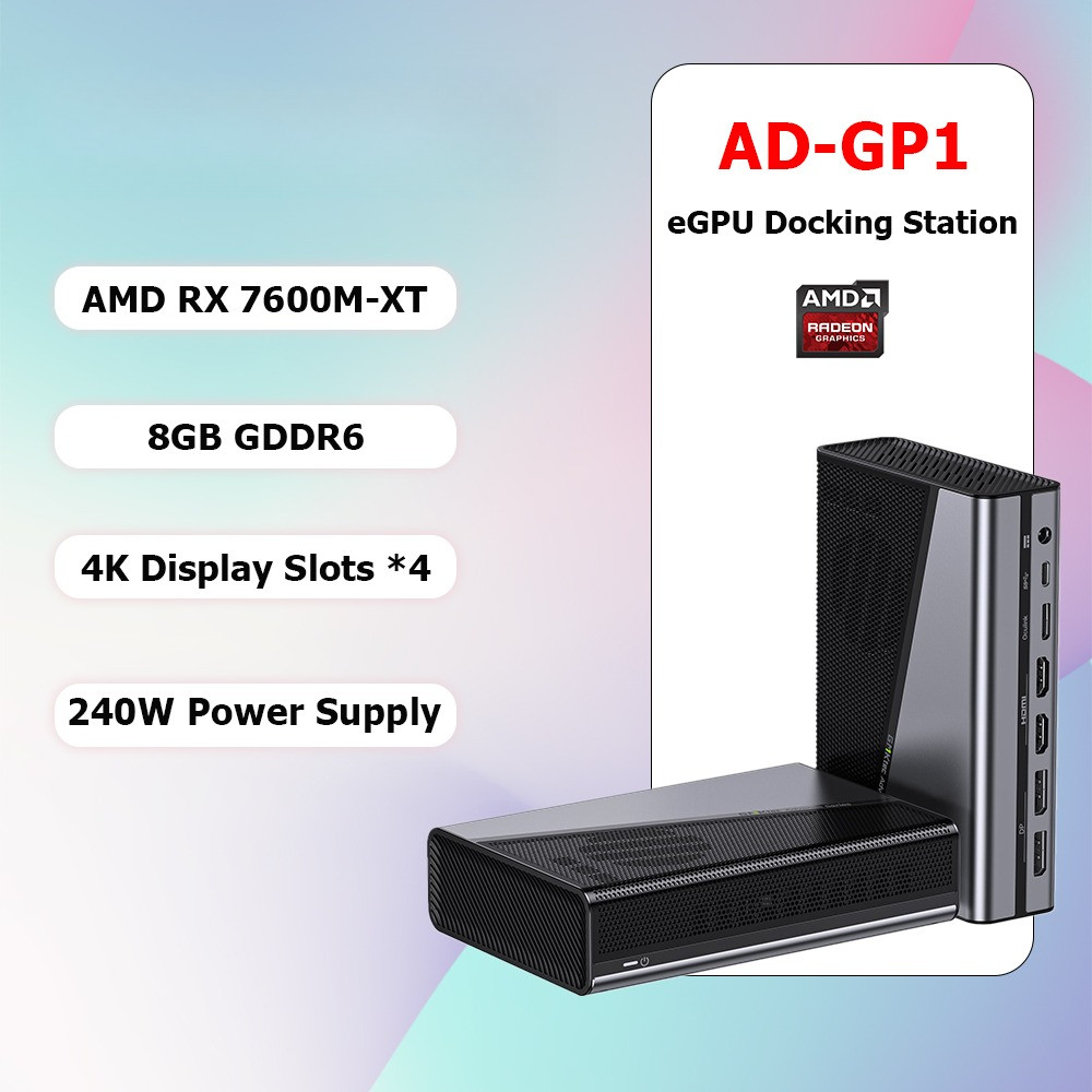 ADGP1 EGPU Dock for Mini PC Laptop External GPU Docking Station EGPU Enclosure with AMD Radeon 7600M