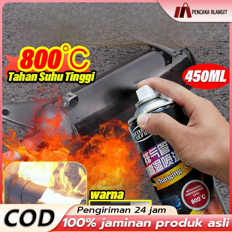 Tahan suhu tinggi 800°C 400ML cat knalpot anti panas Pilox Diton Hi Temp Black Hitam Doff untuk Mesi