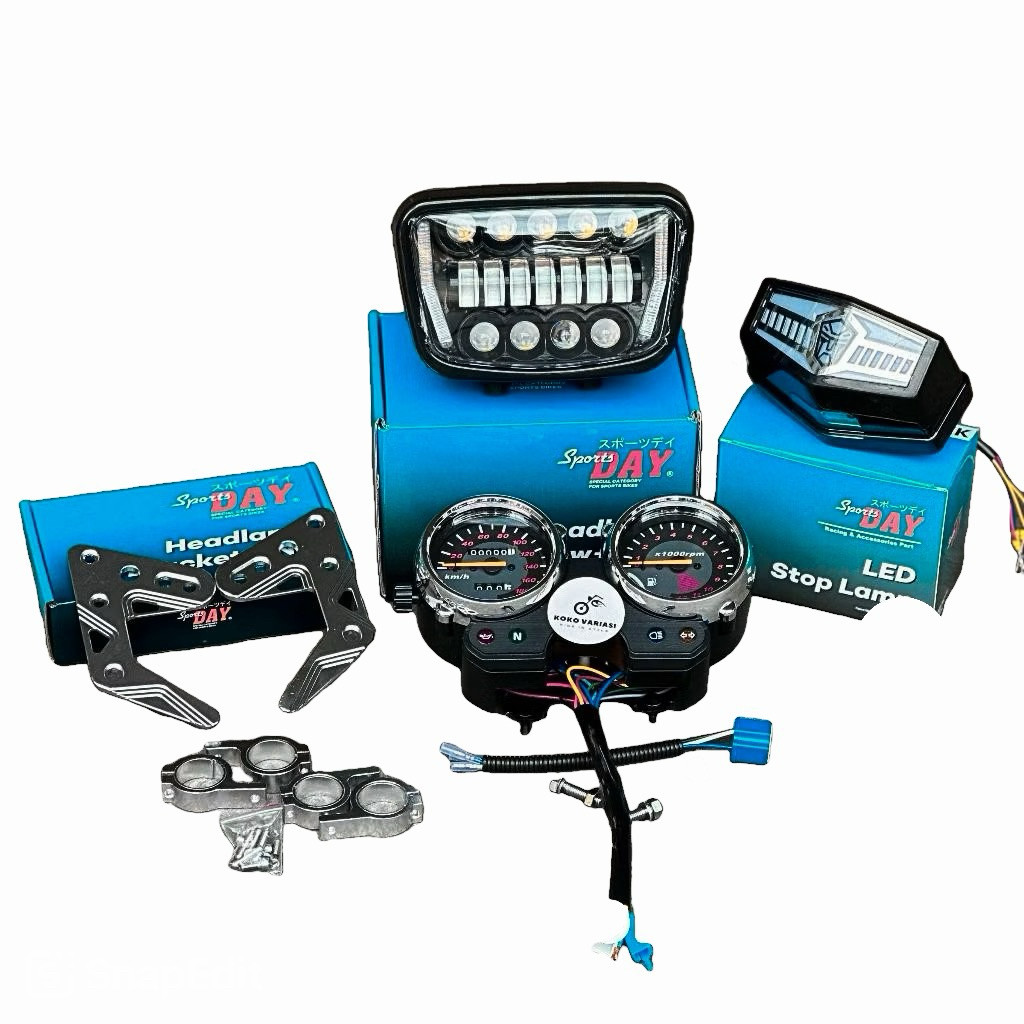 Paket Lampu Depan RX King Oval – Headlamp + Spidometer + Stoplamp LED Lengkap Original Yamaha