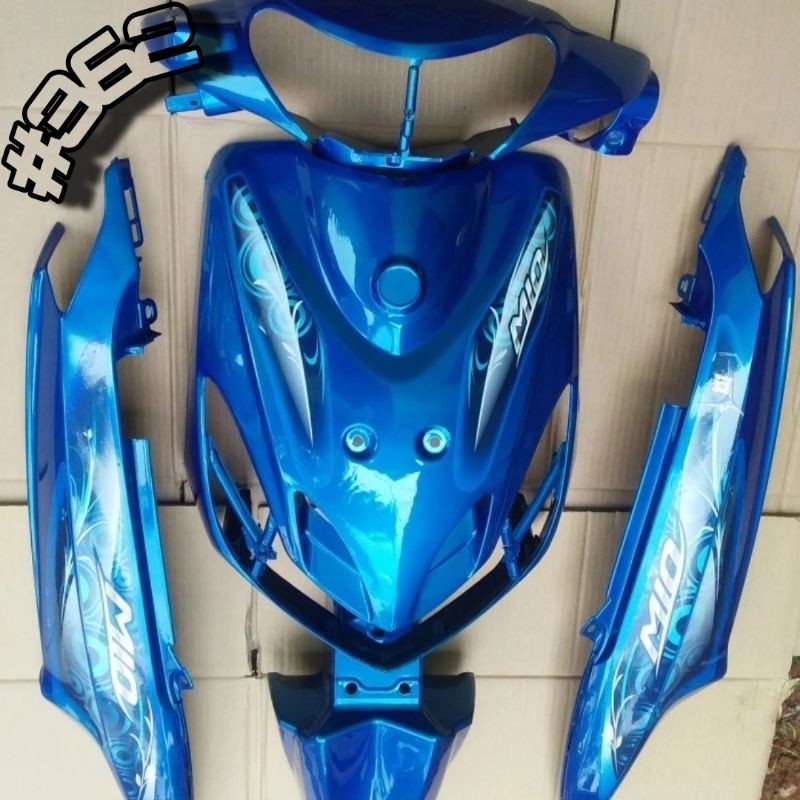 COVER BODY HALUS YAMAHA MIO SMILE BIRU RELAXA PLUS STRIPING | BODY MIO SMILE BIRU | BODI HALUS MIO S
