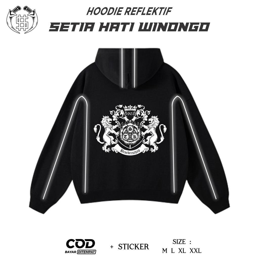 Hoodie Jaket Garis Model Boxy Reguler Pencak Silat PSHW Broederschap Desain Terbaru Memantulkan Caha