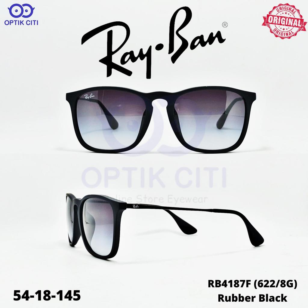 Frame Kacamata Hitam Sunglass Original Rayban CHRIS RB 4187 F - Rubber Black