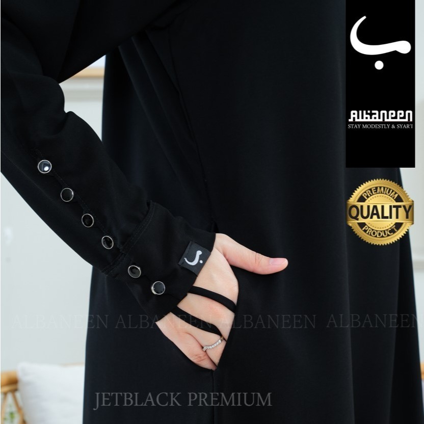 [NEW Mola Dress] Gamis hitam jetblack kiara polos premium | Abaya hitam anti uv mewah Albaneen.syari