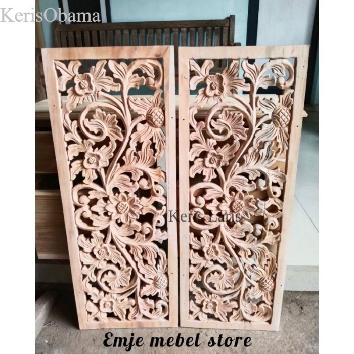 Hiasan Dinding Ukir Kayu Mahoni Ukiran Tempel Gebyok murah KL2