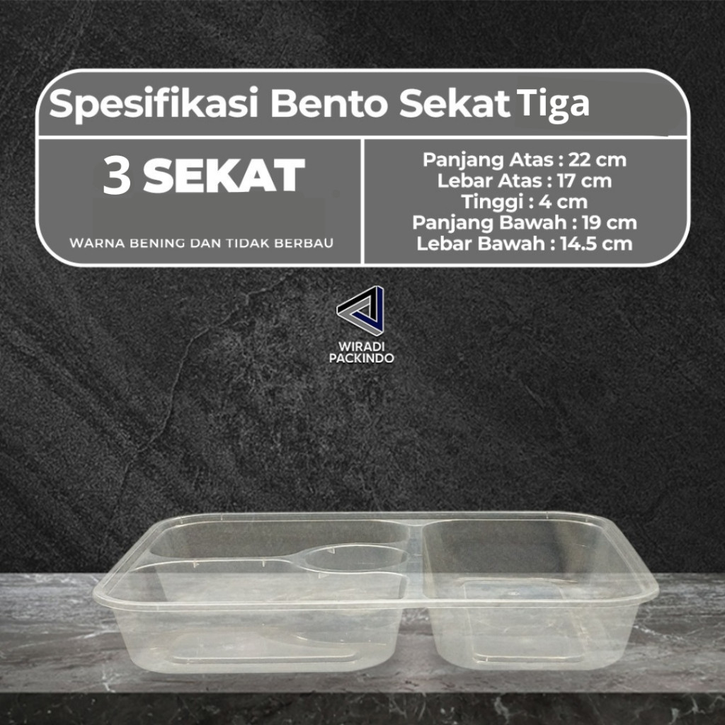 PROMOKotak Makan Plastik 3 Sekat / Thinwall Bento Sekat 3 / Box Bento 3 SekatMURAHH