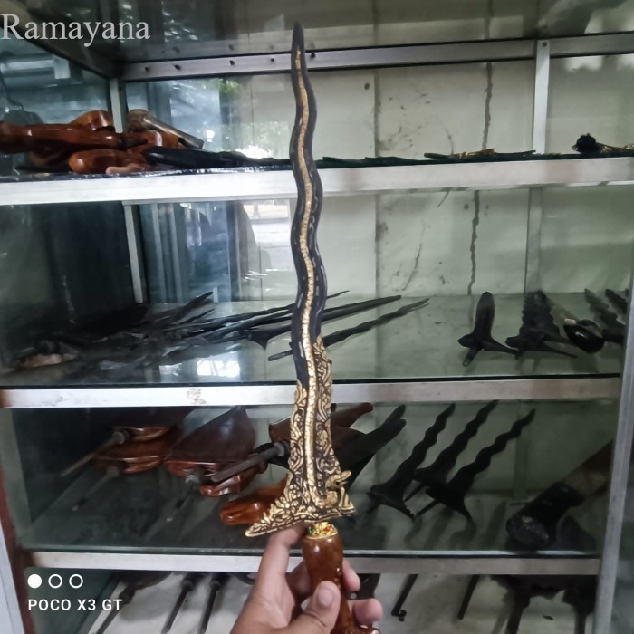 keris tombuk panimbal naga raja kinatah  ems full kuningan bk megantara sengk Antik
