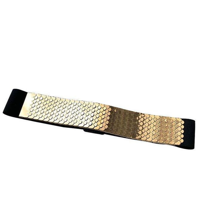 VENDI - Belt Wanita Ikat Pinggang Fashion Korea Karet Metal Gesper Sabuk "Club" Gold - CLUB GOLD
