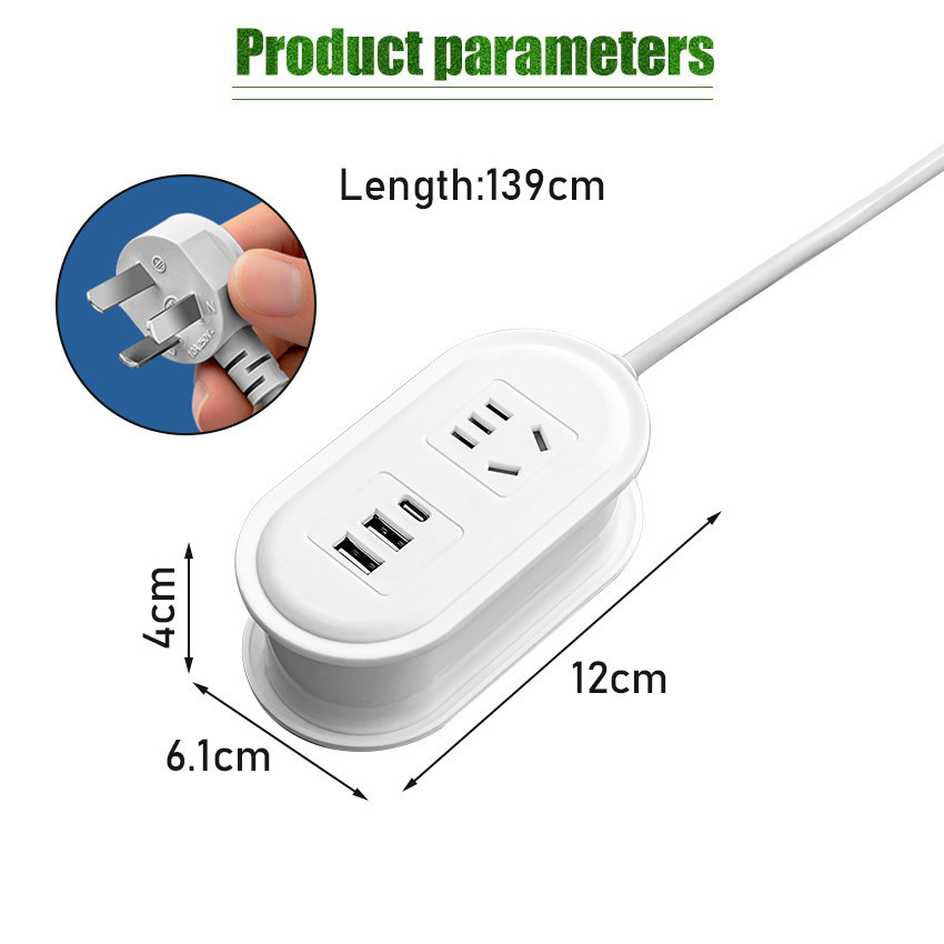 ZENID Stop Kontak Colokan Listrik Kaki Tiga Gepeng AU Australia China Kabel 1.39M Power Strip Socket