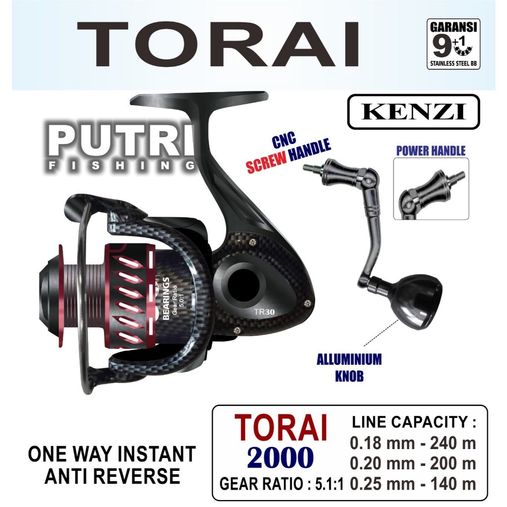 NEW REEL KENZI TORAI 2000 3000 4000 5000 TORAY POWER HANDLE