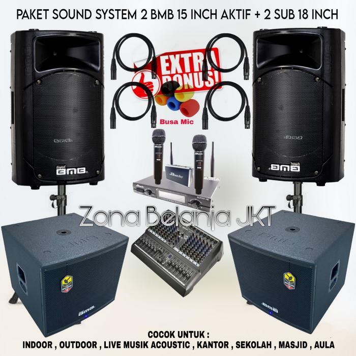 Paket Sound System BMB 15 Inch Aktif + 2 Subwoofer 18 Inch ( SET 2 )