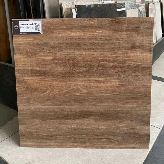 Granit Lantai Dan Dinding 60x60 Vandana Dark Brown Glazed Polish | Kilap | Glossy Product Arna
