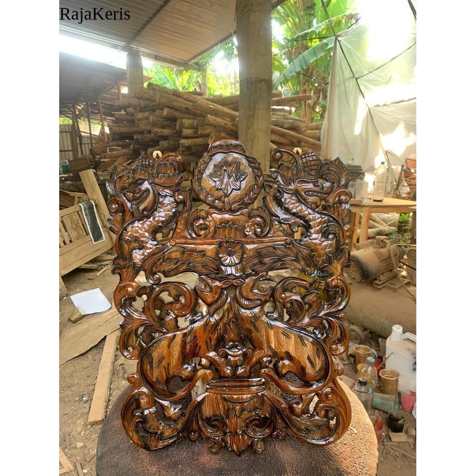 blawong keris isi 3 termurah ukir 2 kepala naga kembar dari kayu mahoni finishingan bk keris sengkel