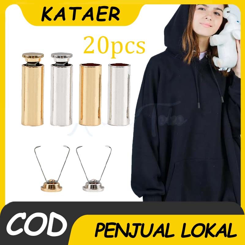 Aksesoris Jaket Sweater 20pcs End Stopper Aglet Metal Aglet Tali Jaket Hoodie Konektor Tali Sepatu u