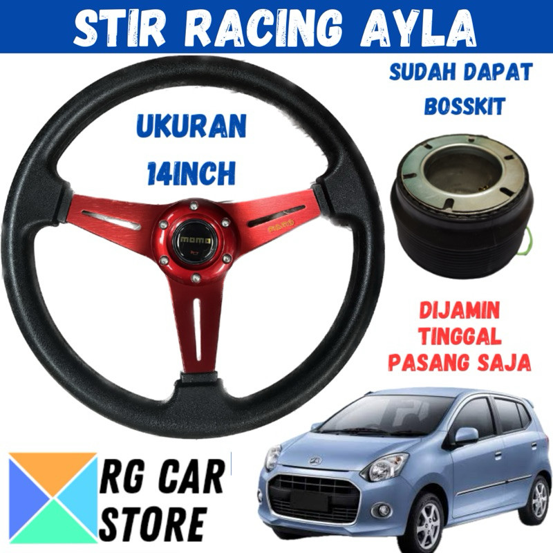 Paket Stir Racing Ayla 14inch Semi Cekung Include Bosskit