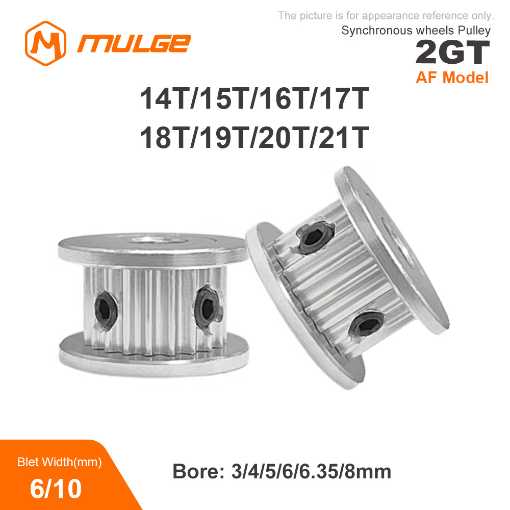 2GT GT2 Timing Pulley 14T/15T/16T/17T/18T/19T/20T/21Teeth AF Type Bore 3/4/5/6/6.38/8mm Belt Width 6