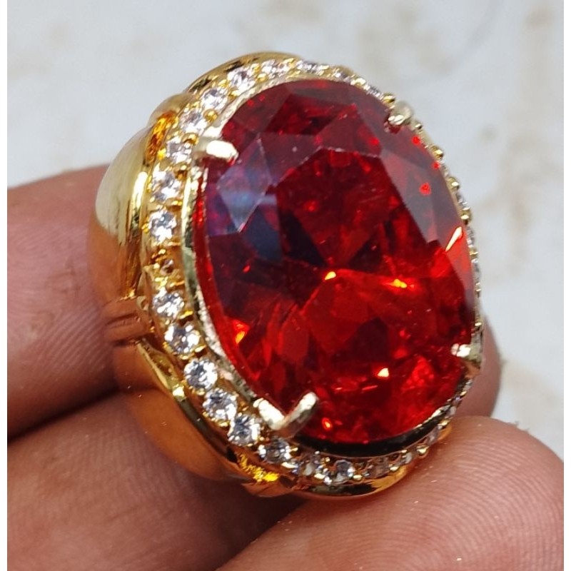 CINCIN BATU PERMATA MERAH SIAM JUMBO HIGH QUALITY
