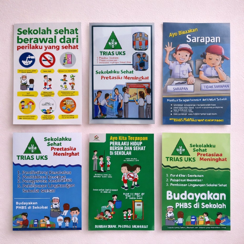 Poster Sekolah Terlengkap - Paket Poster UKS -Poster Trias UKS - Poster Kesehatan Untuk Sekolah
