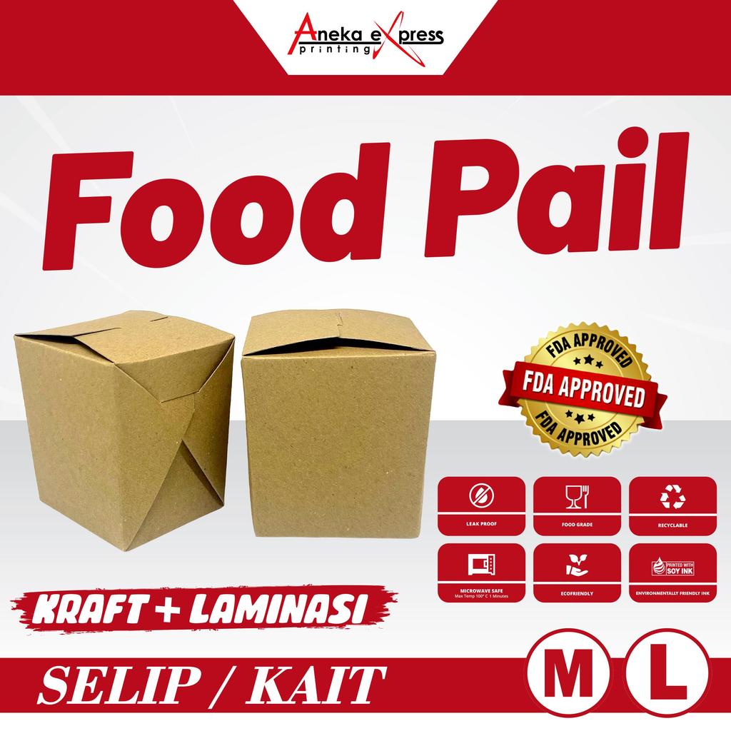 FOOD PAIL ISI 20 PCS UKURAN M DAN UKURAN L | PAPER RICE BOX | KRAFT PAPER FOOD GRADE LUNCH BOX RAMAH