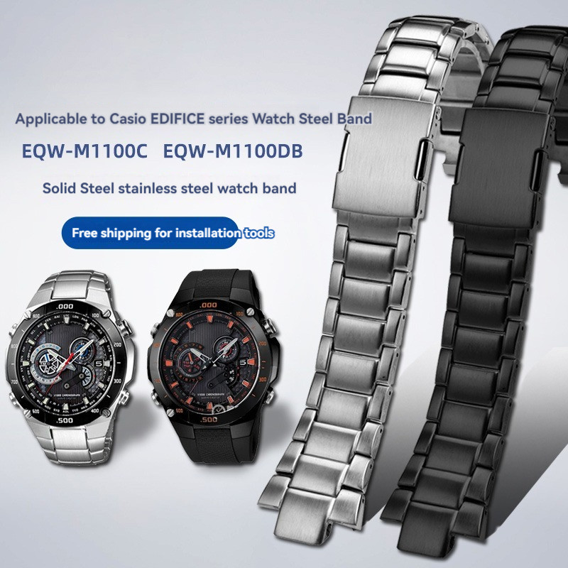 Stainless steel watband For Casio EFICE Series EQW-M1100 EQW-A1000 wat strap Repair Tool Men's wat a