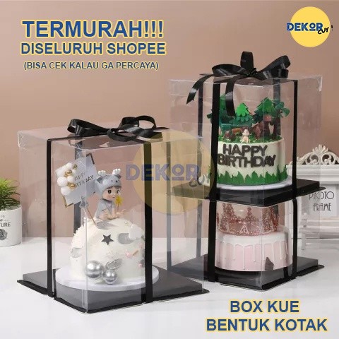 BOX MIKA KUE TRANSPARAN Kotak Kue Ulang Tahun  Cake Box mika  Dus Kue Tart Mika  Box Packaging Kue  