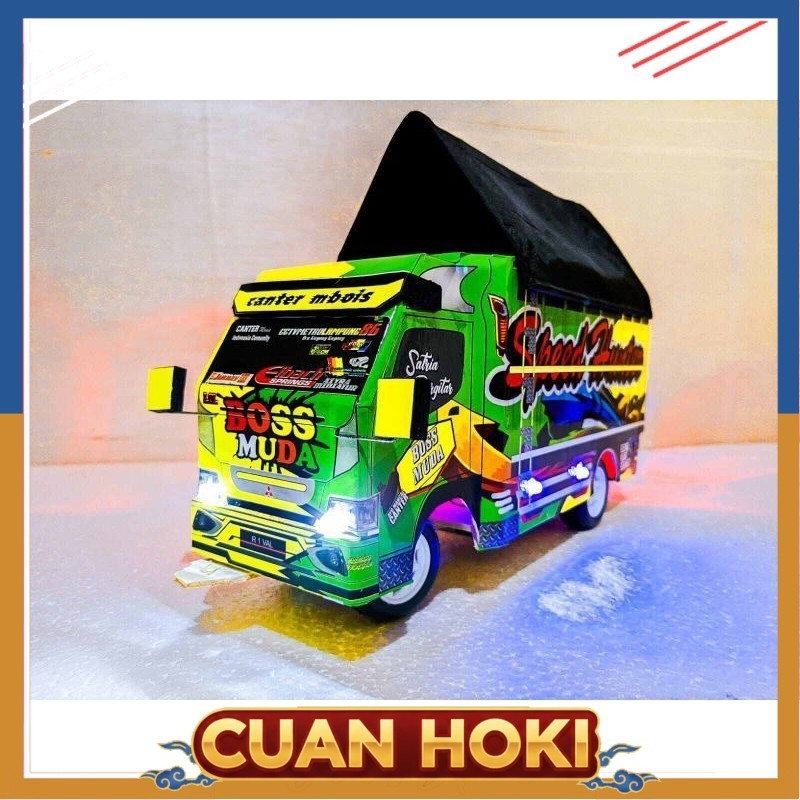 CUAN HOKI PROMO  MINIATUR TRUK OLENG KAYU FULL LAMPU KELIP miniatur truk oleng truk oleng lampu mini