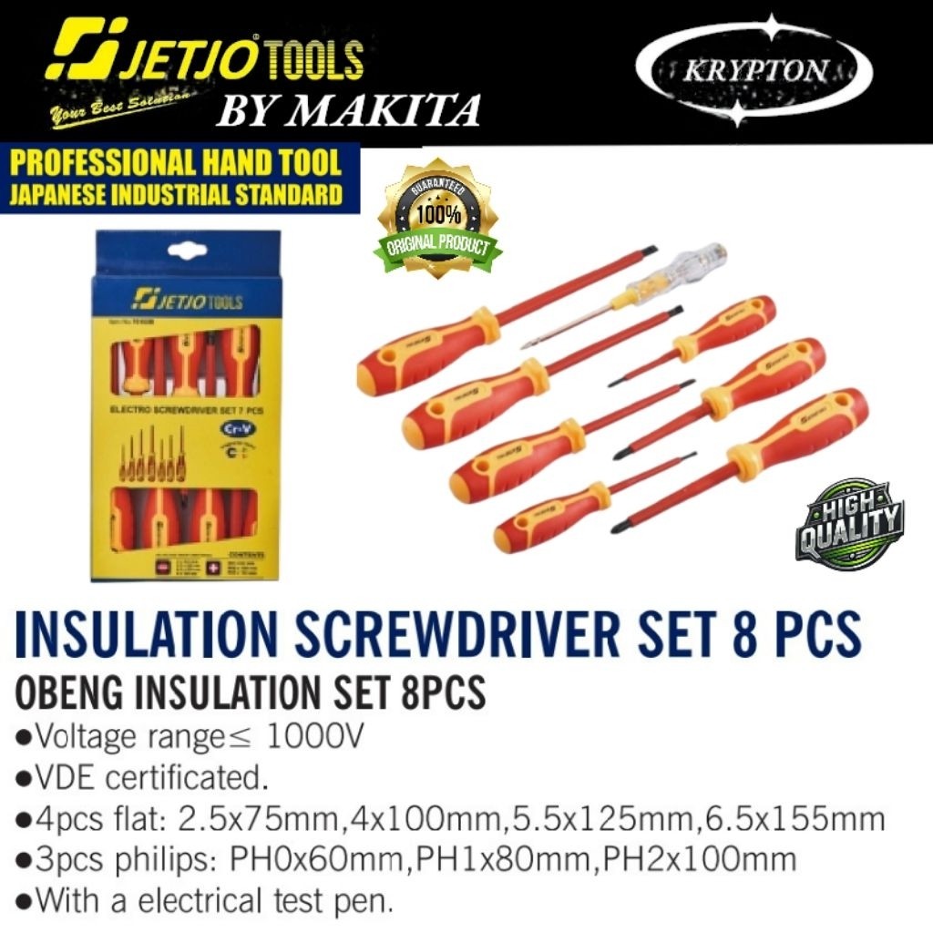 JETJO By Makita Obeng khusus listrik set high quality jaminan asli original kayla tools