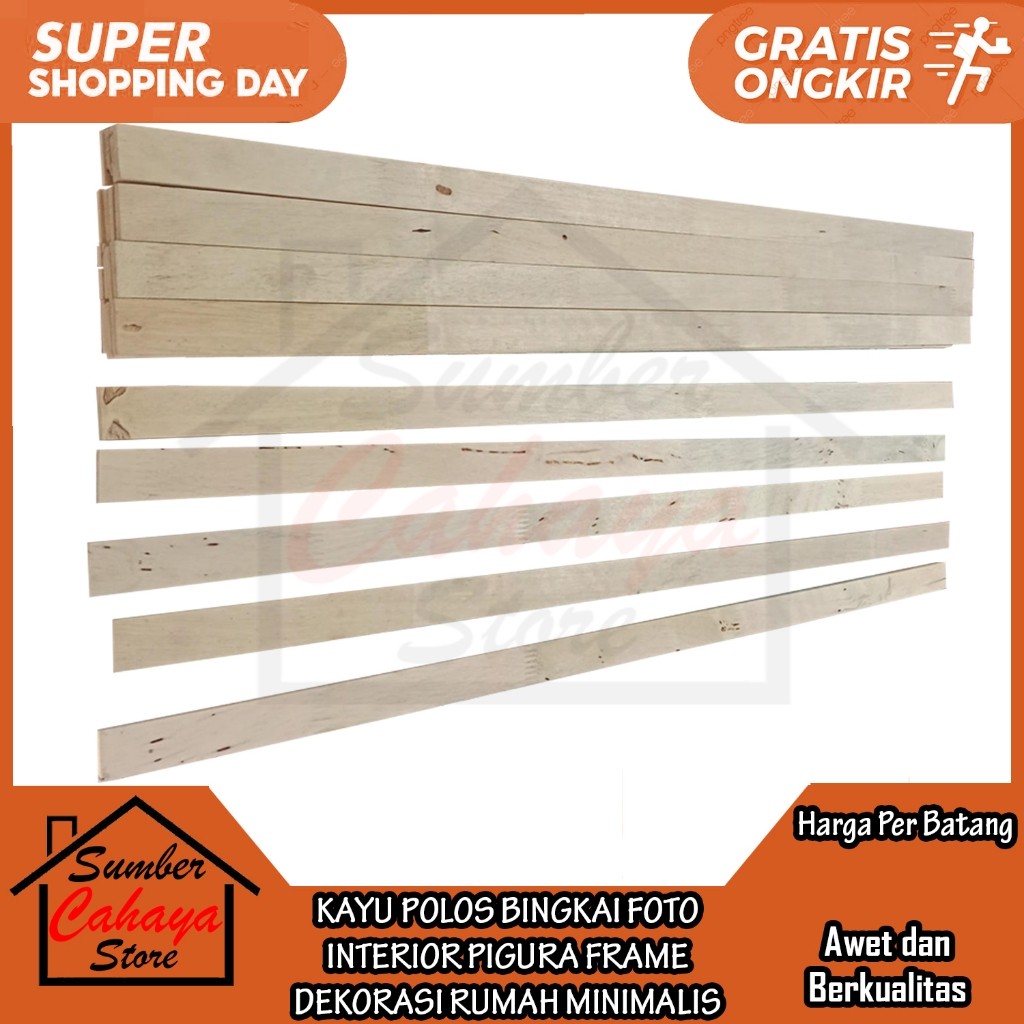 [Instant] Balok Kayu Jati Belanda Reng Polos Papan Ambalan Serut Halus Stik Kayu Dekorasi Rumah Inte