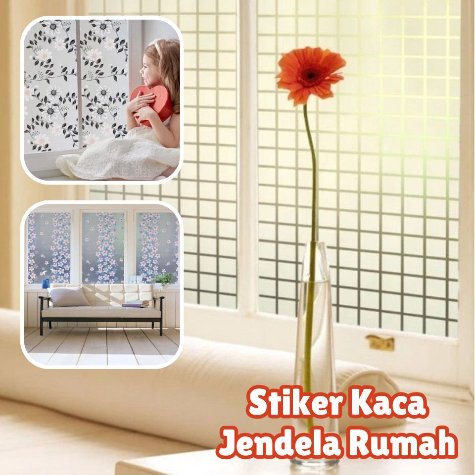 H5050 Sticker Kaca Motif / [5 METER] Stiker Kaca Film Jendela Rumah / Dekorasi Jendela / Sandblast