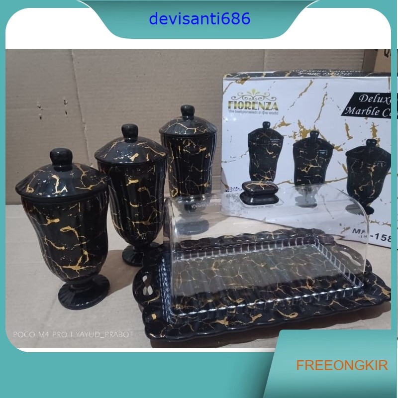 Satu Set Toples Fiorenza dan Tempat Roti Marbel Fiorenza