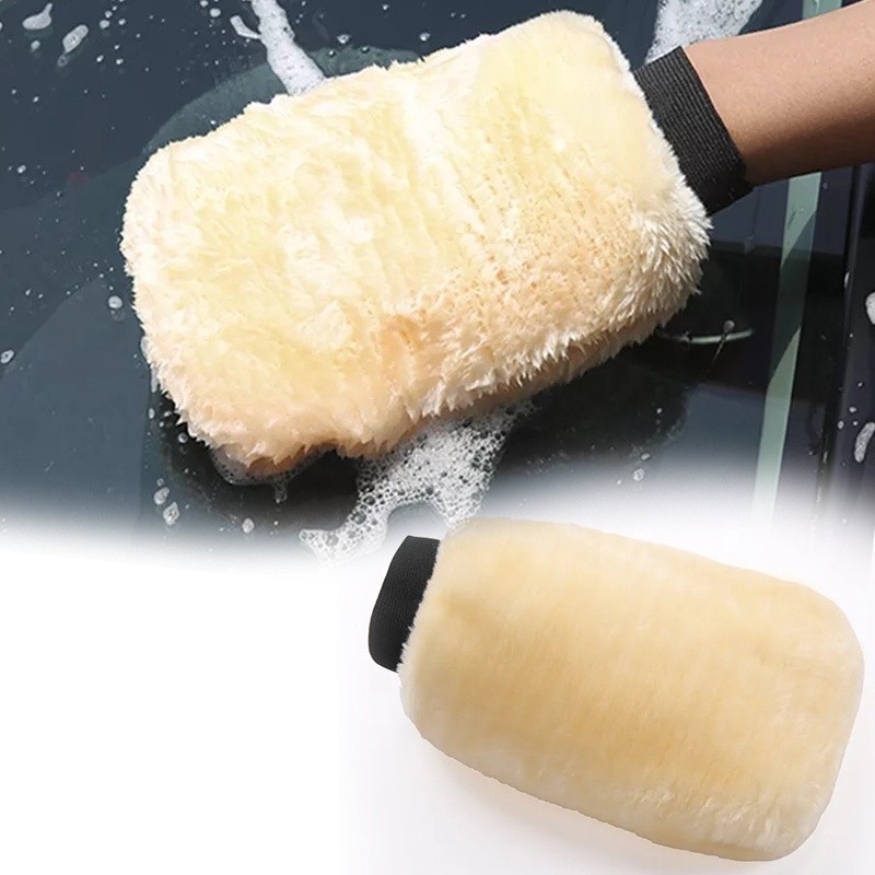 Sarung Tangan Bulu Kain Lap Mobil Wool Cleaner Perlengkapan Cuci Mobil