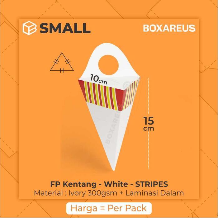 Dus Kemasan Kentang Goreng Box Churros French Fries Packaging | FP Kentang Small White - White Strip