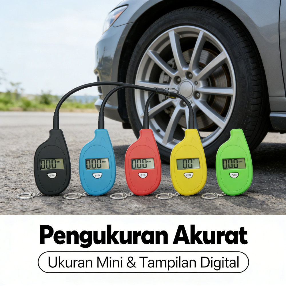 Alat ukur tekanan ban Pengukur Ban Mini Layar Lcd Digital Pengukur Tekanan Udara Ban Mobil Meteran B