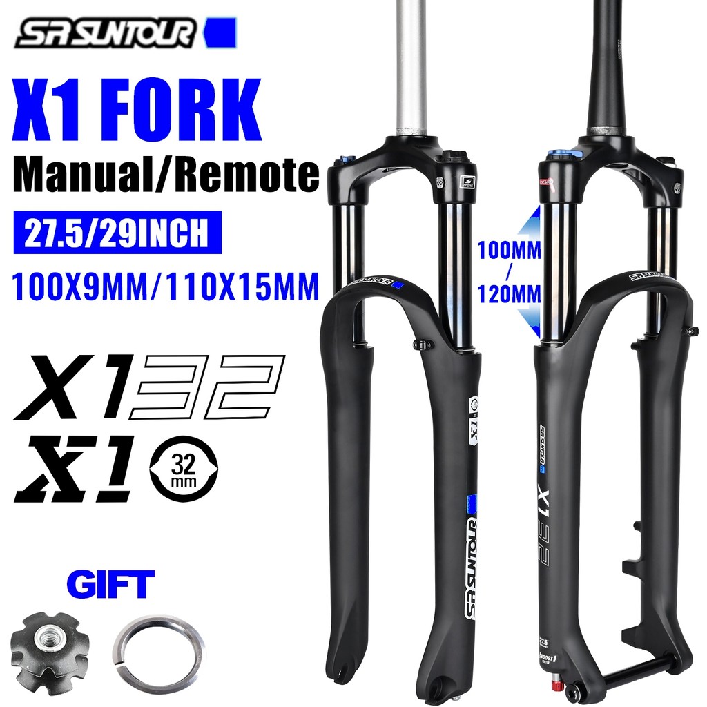 SR SUNTOUR X1 Garpu Suspensi Sepeda Gunung 120mm Travel QR 100x9MM BOOST 110x15MM - 27.5 29" - Pegas