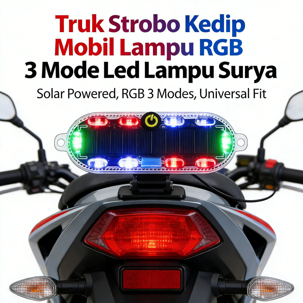 Mobil Truk Bus Led Kedip Strobo Lampu Surya RGB 3 Mode Lampu