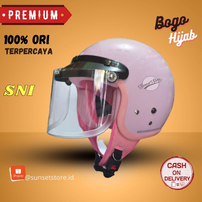 TERBARU Helm Bogo Retro Hijab Wanita Dewasa Cantik