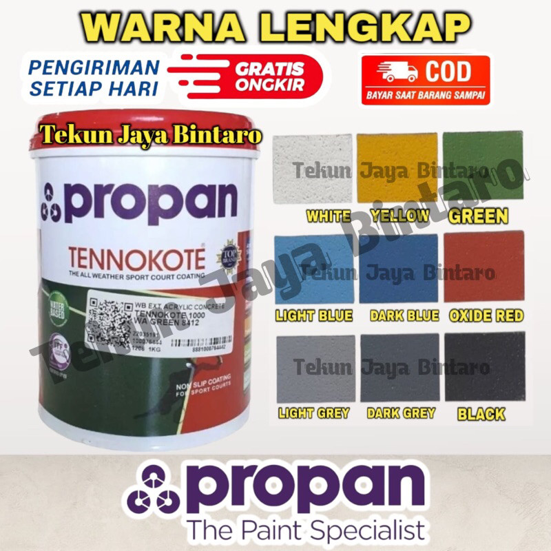 PROPAN TENNOKOTE Cat Lapangan Cat Lantai Beton Warna Standar 1Kg TENNOKOTE 1 KG CAT LAPANGAN PROPAN/