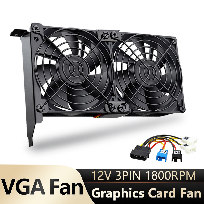 Gdstime 92mm Universal Double Fan Ultra Quiet VGA Cooler 3PIN Radiator for CPU Computer Chassis PCI 