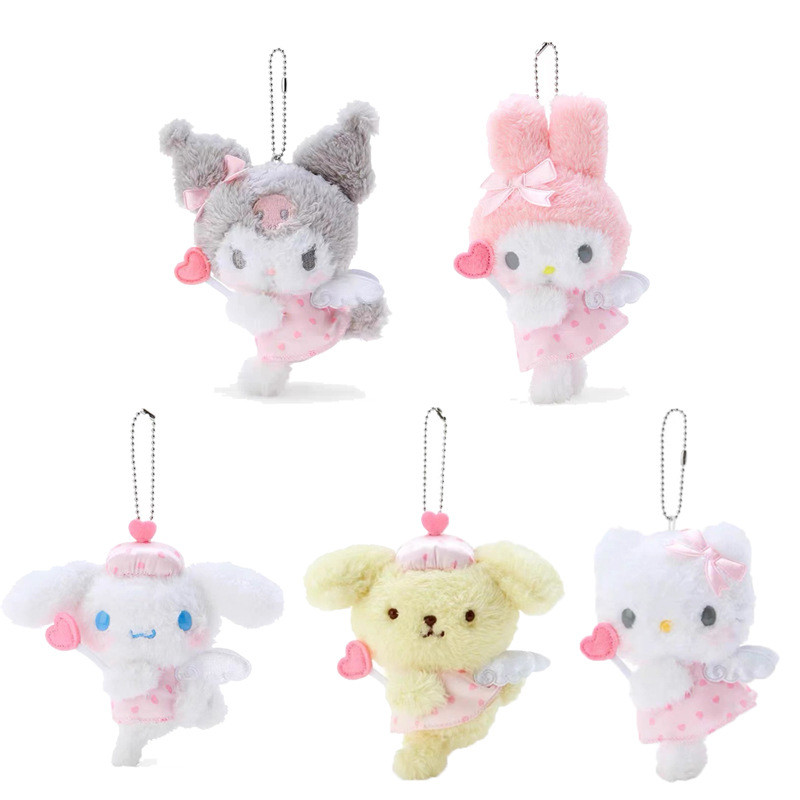 Sanrio Angel Melody Kuromi Purin Cinnamoroll Plush Pent Cartoon Stuffed Keyrings Girls Bag Bakcpack 