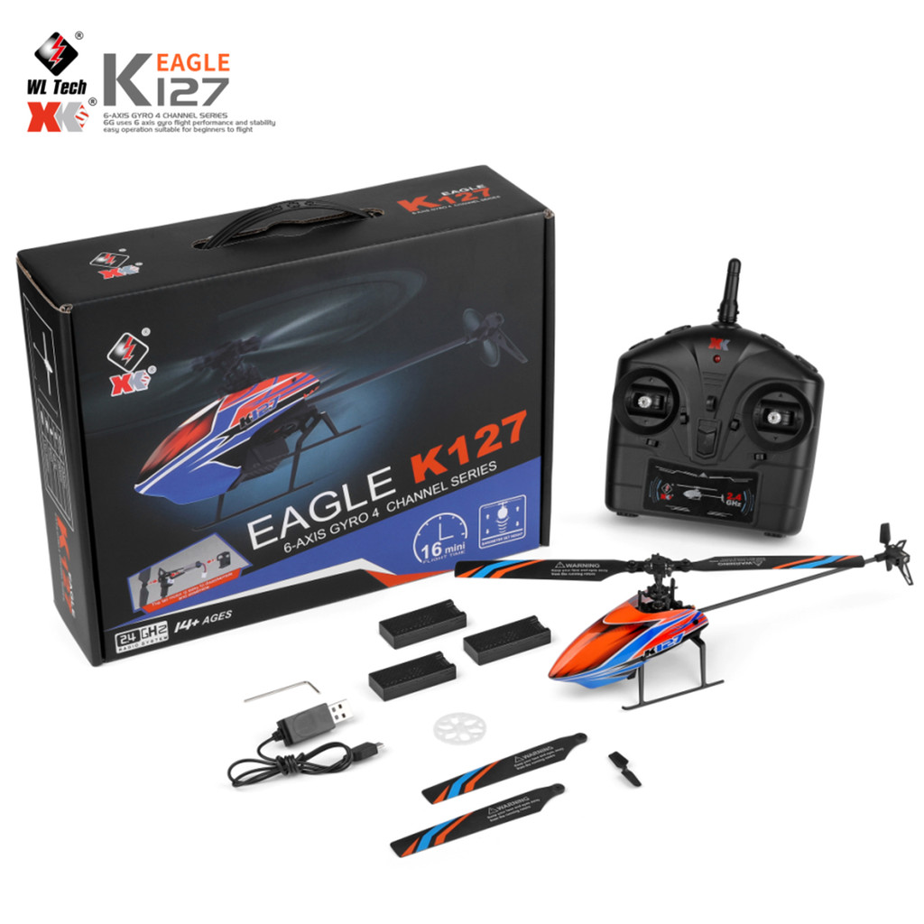 WLtoys K127 RC Helicopter Remote Control Helicopter for Beginners 6-axis Gyro Single Blade RC Aircra