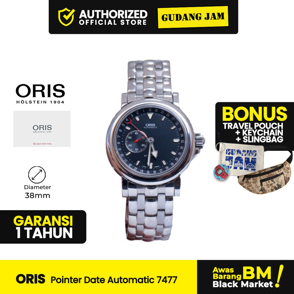Oris Pointer Date Automatic Jam Tangan Wanita 7477 Stainless Steel Strap