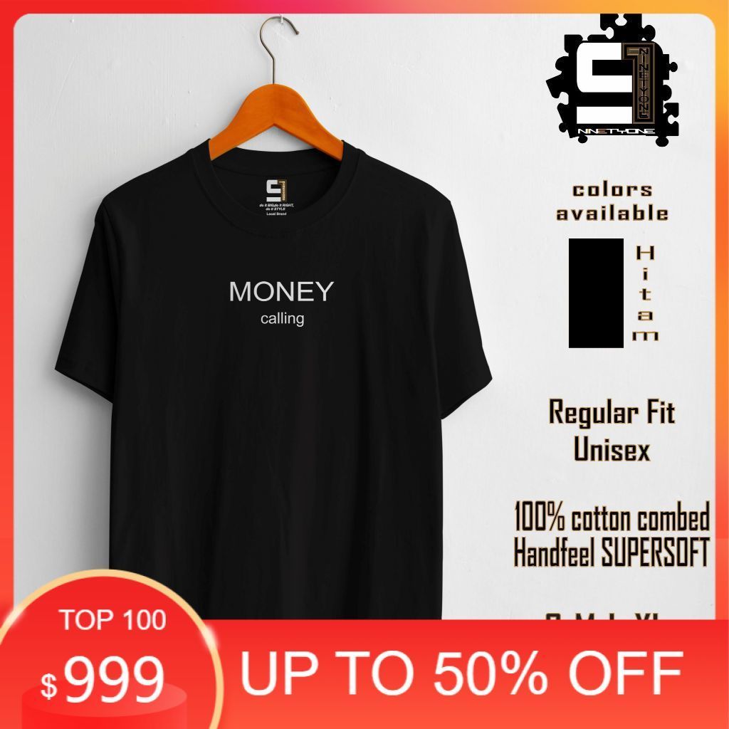 Kaos Pria Polos Premium Motif MONEY CALLING Size S M L XL 2XL 3XL 4XL Bahan Cotton Combed 30s Warna 