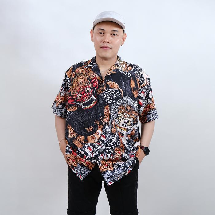 DOWEAR KEMEJA KEKINIAN PRIA WANITA MOTIF BARONG RANGDA 187 PRINTING BAHAN KATUN MIKRO - Dewasa S