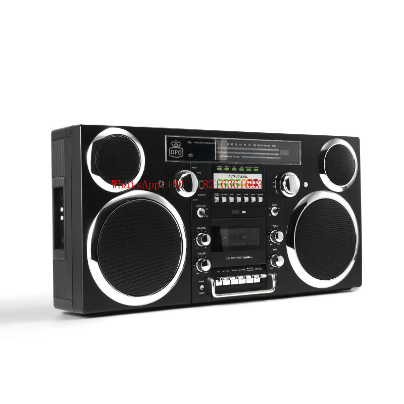 Portable Brooklyn 1980s CD, cassette tape, FM rao, USB and Bluetooth speakers  silverblack