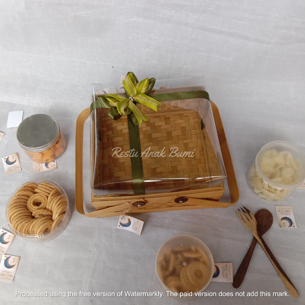 ( R25 ) B057 (Ramadhan Series) Rantang Asap Mika Tinggi 20cm, 25cm 30cm Pita l rantang anyaman bambu