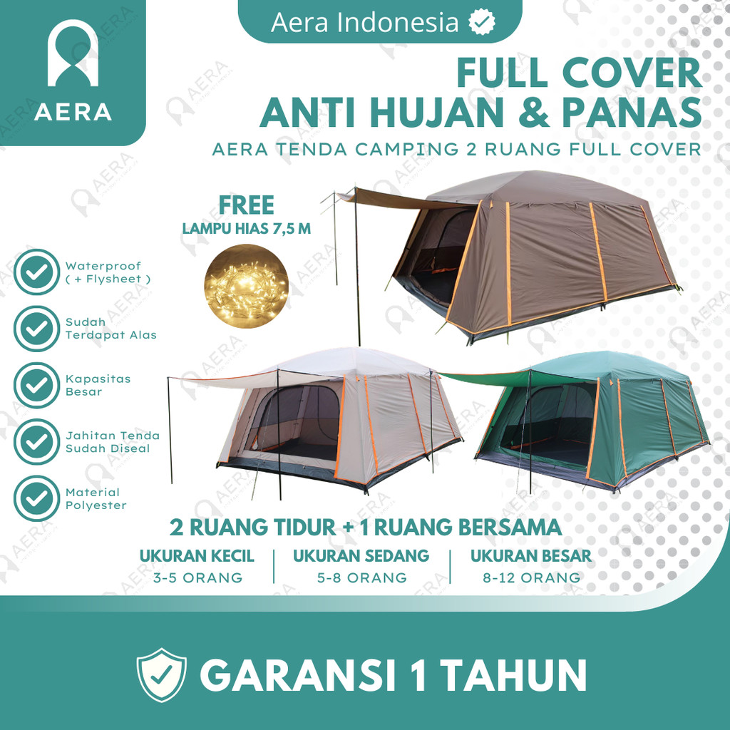 AERA Tenda Camping Full Cover 3 - 4 Orang | 5 - 8 Orang | 8 - 12 Orang | Tenda Camping keluarga | Te